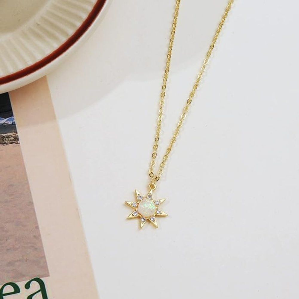 Sun Gold Cubic Zirconia Necklace for Her Sun Necklace fashion jewelry Gold CZ